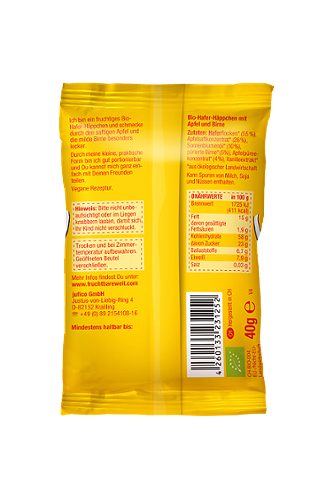 Produktbild von FruchtBar, Bio-Hafer-Häppchen Apfel Birne