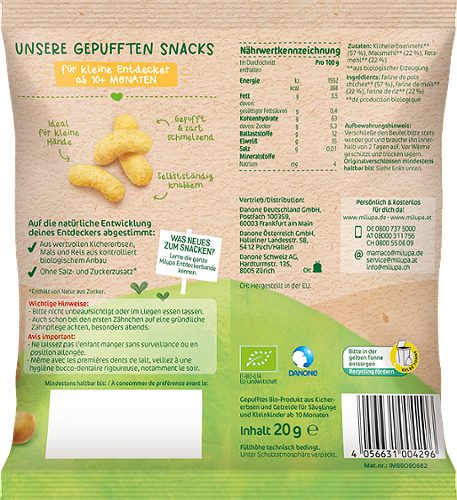 Produktbild von Milupa, Knusperstangen Kichererbse