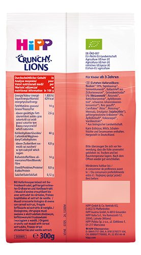 Produktbild von Hipp, Crunchy Lions Müsli Erdbeere-Vanille