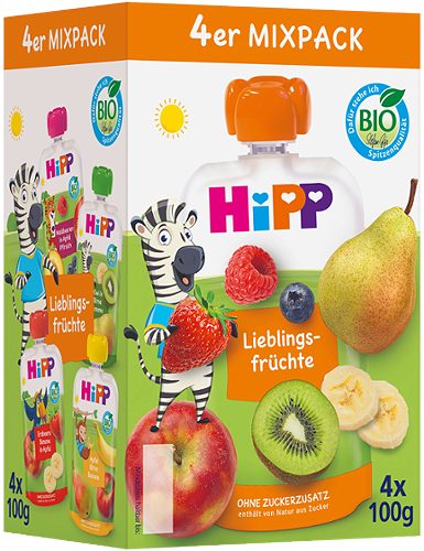 Produktbild von Hipp, Bio Quetschies 4er Mixpack Lieblingsfrüchte 4x100g