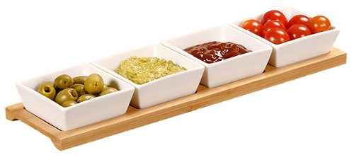 Produktbild von Kesper, 4 Dippschalen mit einem Holzbrett
