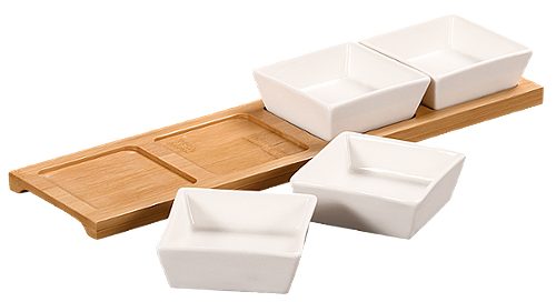 Produktbild von Kesper, 4 Dippschalen mit einem Holzbrett