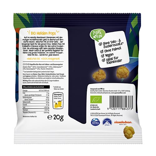 Produktbild von Pure & Fun Paw Patrol, Bio Helden Pops Erdbeere Banane