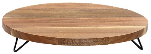 Produktbild von Kesper, Servierbrett aus Akatienholz mit 3 Standfüße aus Metall 30 cm