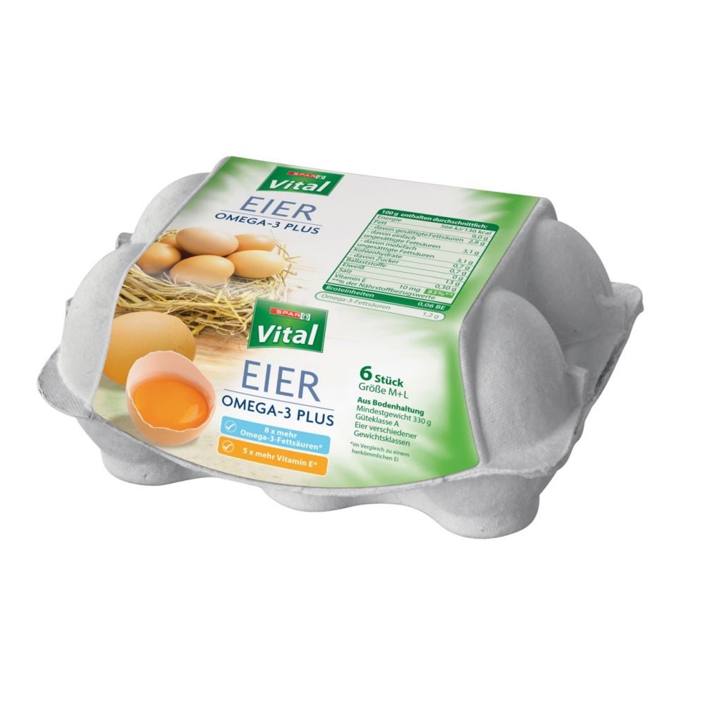 SPAR Vital Eier Omega3 Plus 330g 6 STK
