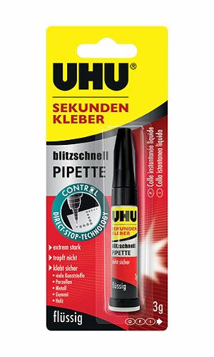 Produktbild von UHU, Sekundenkleber blitzschnell, Pipette 3g