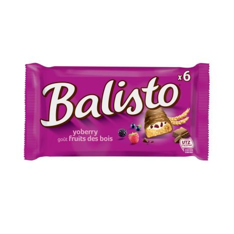 Bonbons En Gros Yoberry - Barre Biscuit Céréales Et Chocolat Au Lait Yoberry - Pack 8 X 18,5g - Goût Fruits Des Bois Yoberry - Compatible Avec BALISTO Lessive Capsules