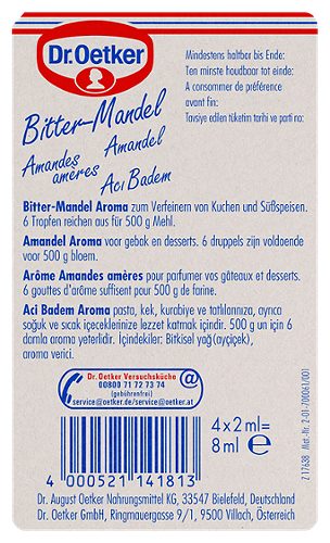 Produktbild von Dr. Oetker, Backaroma Bitter-Mandel 4x2ml