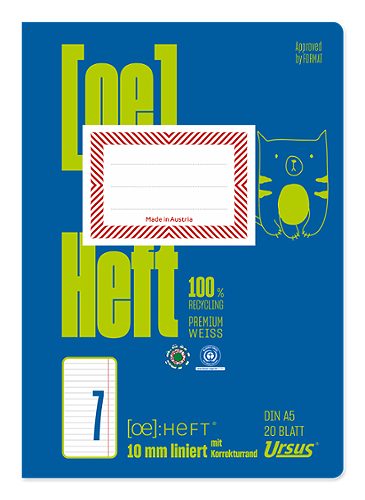 Produktbild von Ursus OE, Heft OE.7 A5, liniert mit Korrekturrand, 20 Blatt