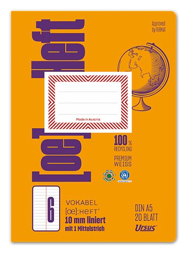 Produktbild von Ursus OE, Heft OE.6 Vokabelheft A5, liniert, mit Mittelstrich, 20 Blatt