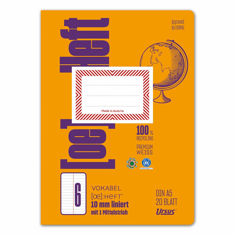 Ursus OE Heft OE 6 Vokabelheft A5 Liniert Mit Mittelstrich 20 Blatt 