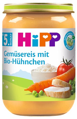 Hipp Bio Gläschen Gemüsereis mit Bio-Hühnchen