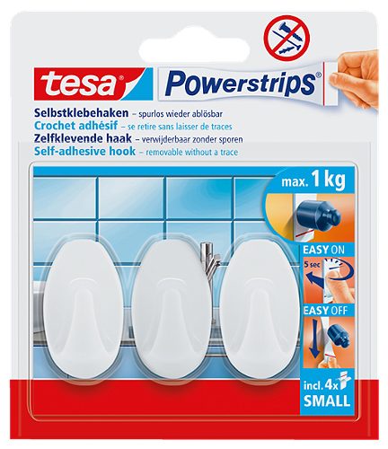 Produktbild von Tesa, Powerstrips Selbstklebehaken 3 Stück, oval