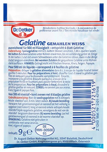 Produktbild von Dr. Oetker, Gelatine gemahlen weiß 3x9g