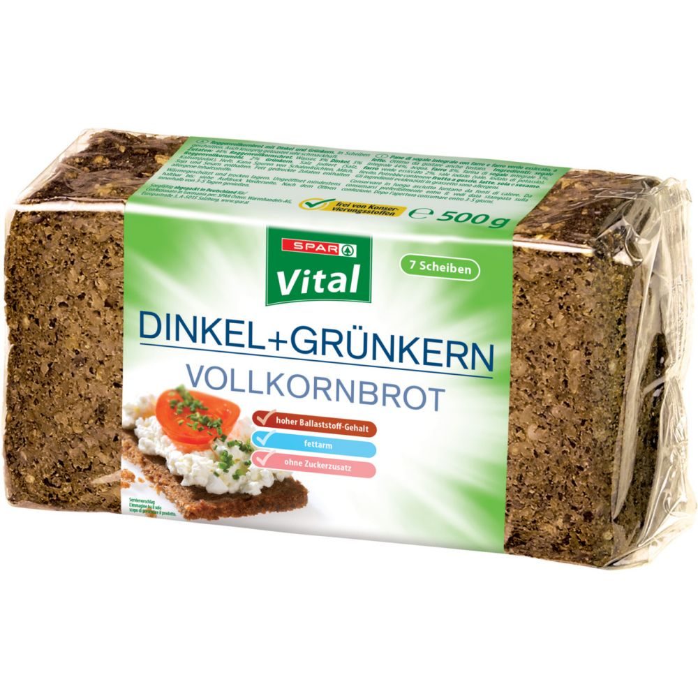 SPAR Vital Vollkornbrot Dinkel+Grünkern 7 Scheiben 500 G online kaufen ...