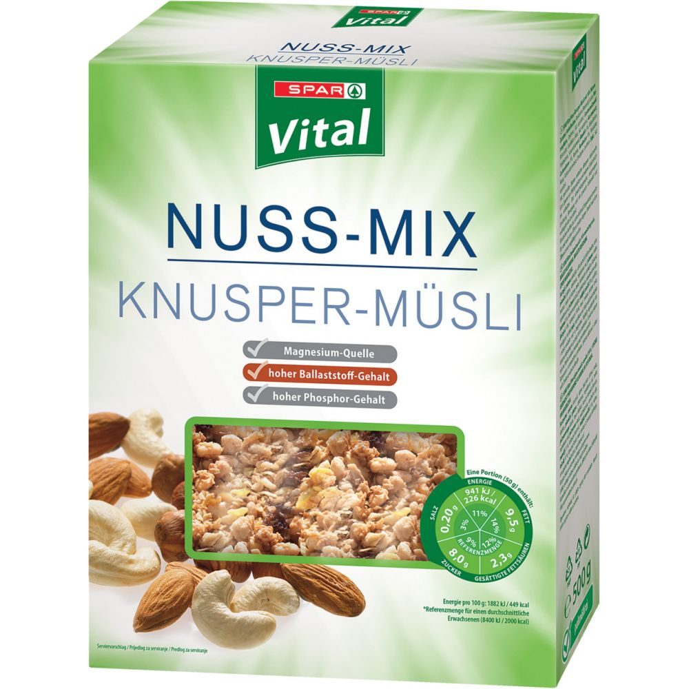 SPAR Vital - Nuss-Mix Knusper-Müsli 500 G