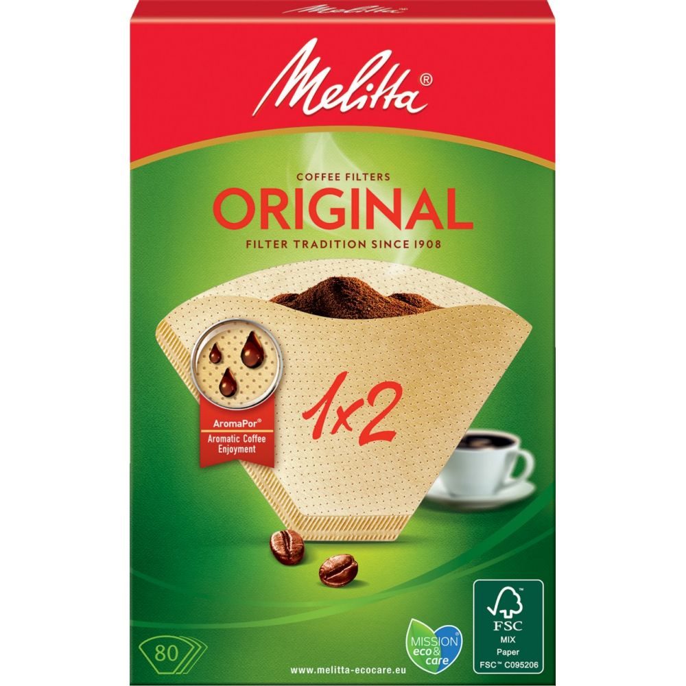 EDESIA ESPRESS Kaffee-Filtertüten Größe 2 – 80 Stück, Ungebleicht (braun)