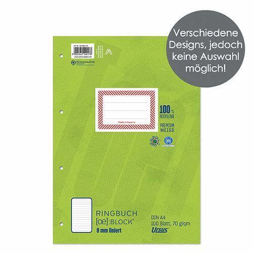 Produktbild von Ursus OE, Ringbuchblock A4 liniert 9mm 100 Blatt