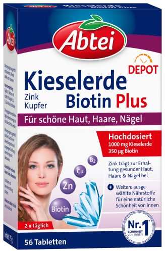 Produktbild von Abtei, Kieselerde Biotin Plus 56 Tabletten