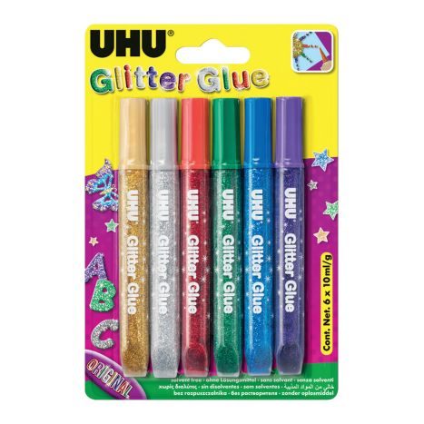 UHU Glitter Glue Original 6 x 10ml