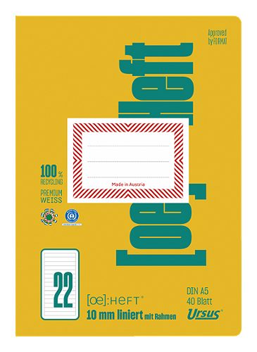 Produktbild von Ursus OE, Heft OE.22 A5, liniert, mit Rahmen 40 Blatt
