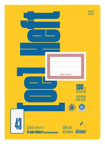 Produktbild von Ursus OE, Heft OE.43 A4, liniert mit Korrekturrand, 40 Blatt