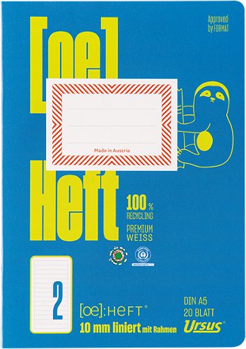 Produktbild von Ursus OE, Heft OE.2 A5, liniert, mit Rahmen 20 Blatt
