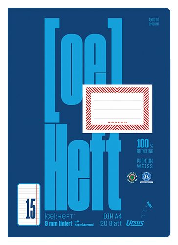 Produktbild von Ursus OE, Heft OE.15 A4, liniert mit Korrekturrand, 20 Blatt