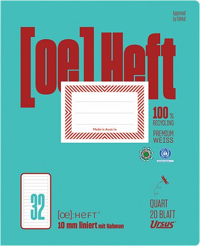 Produktbild von Ursus OE, Heft OE.32 Quart, liniert, mit Rahmen, 20 Blatt