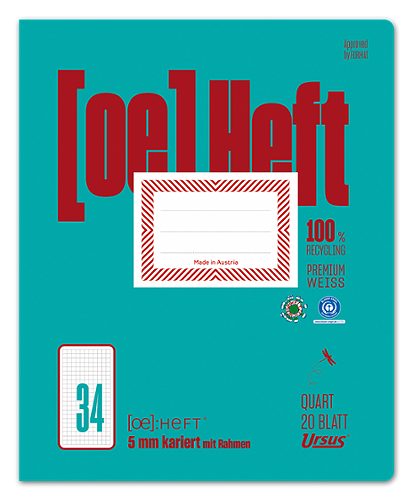 Produktbild von Ursus OE, Heft OE.34 Quart, kariert, mit Rahmen, 20 Blatt