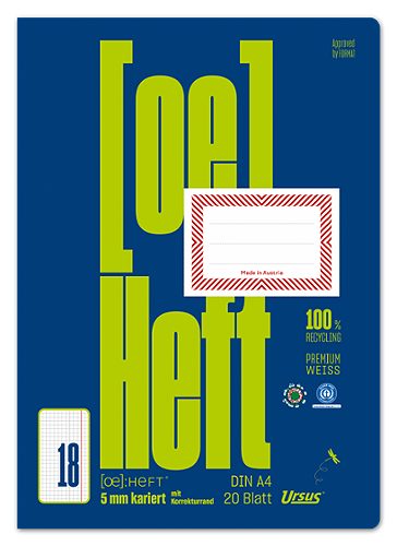 Produktbild von Ursus OE, Heft OE.18 A4, kariert mit Korrekturrand, 20 Blatt