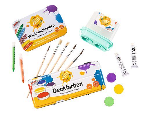 Produktbild von SPAR CREATIVE, Wasserfarben inkl. Pinsel und Deckweiß 12 Farben