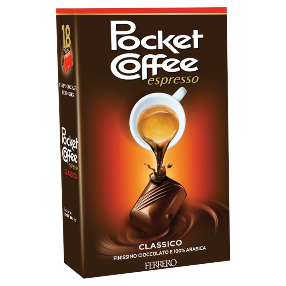 Pocket Coffee Espresso csokoládé és tejcsokoládé praliné valódi folyékony kávéval töltve 18 db 225 g