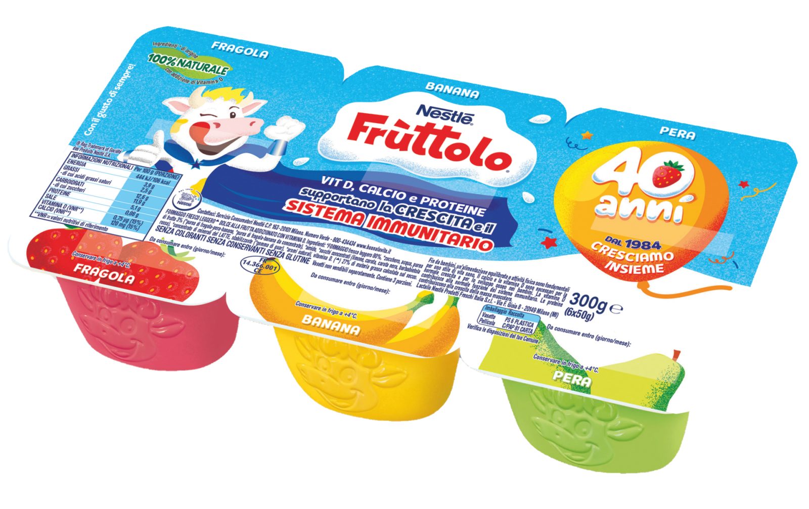 Fruttolo gusti pera, banana e fragola