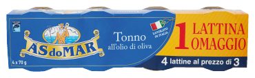 Tonno in olio di oliva - AS do MAR - 3 x 70 g + 1 omaggio
