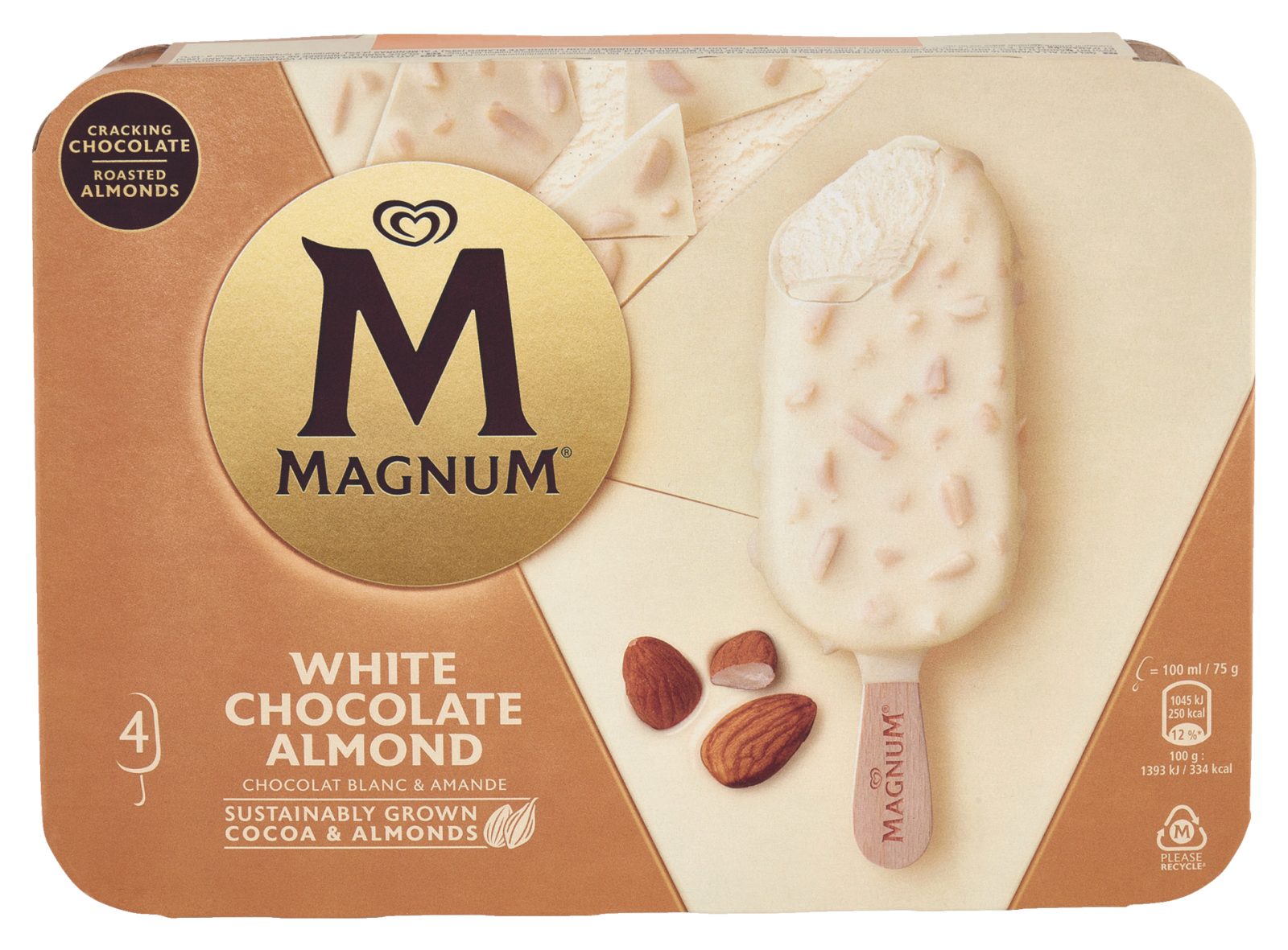 4 gelati Magnum White Chocolate Almond