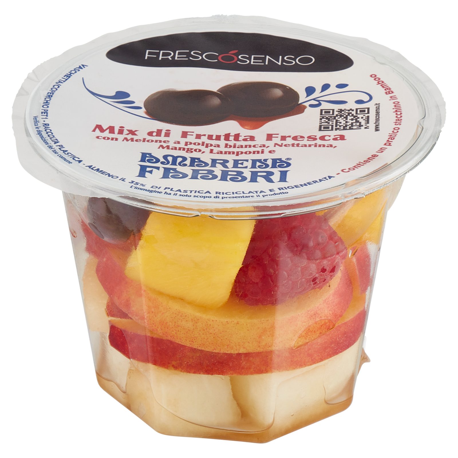 Mix di Frutta Fresca con  Melone, Nettarina, Mango, Lamponi e Amarena
