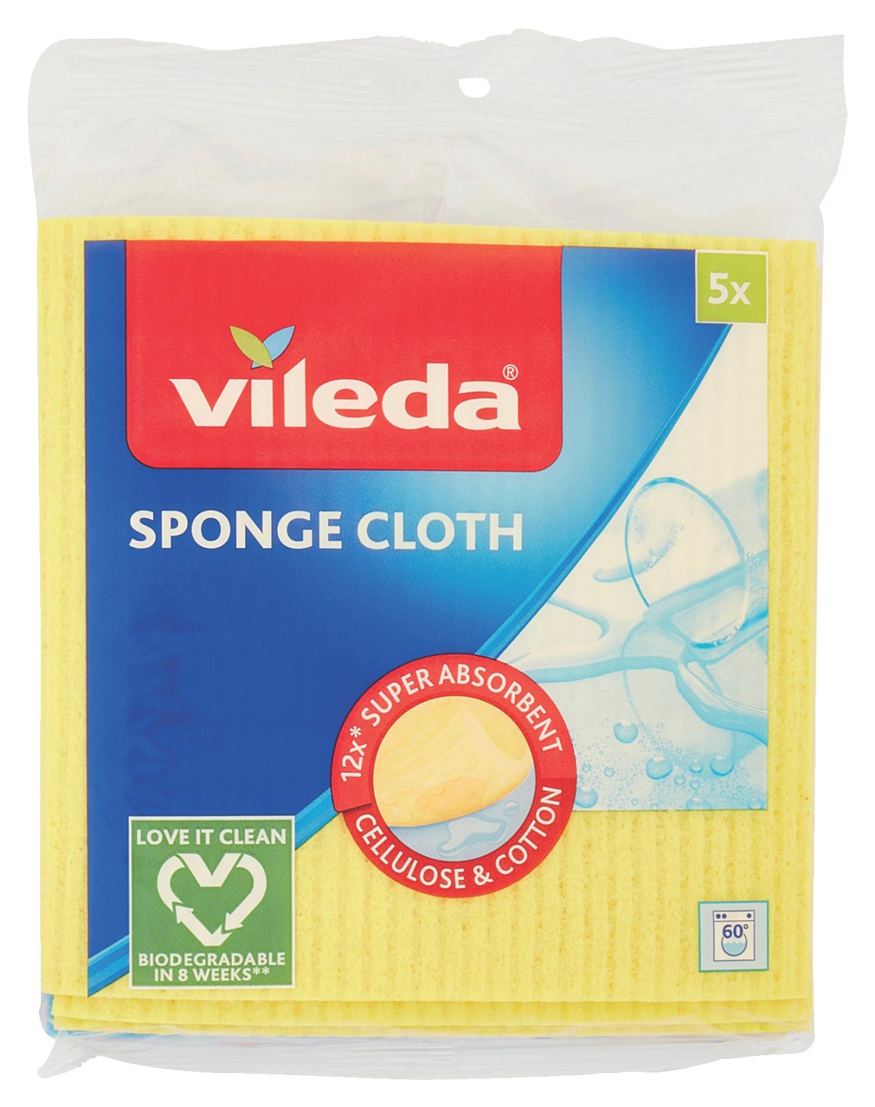 Panno spugna 100% naturale e biodegradabile in cotone riciclato e cellulosa.
5 pz