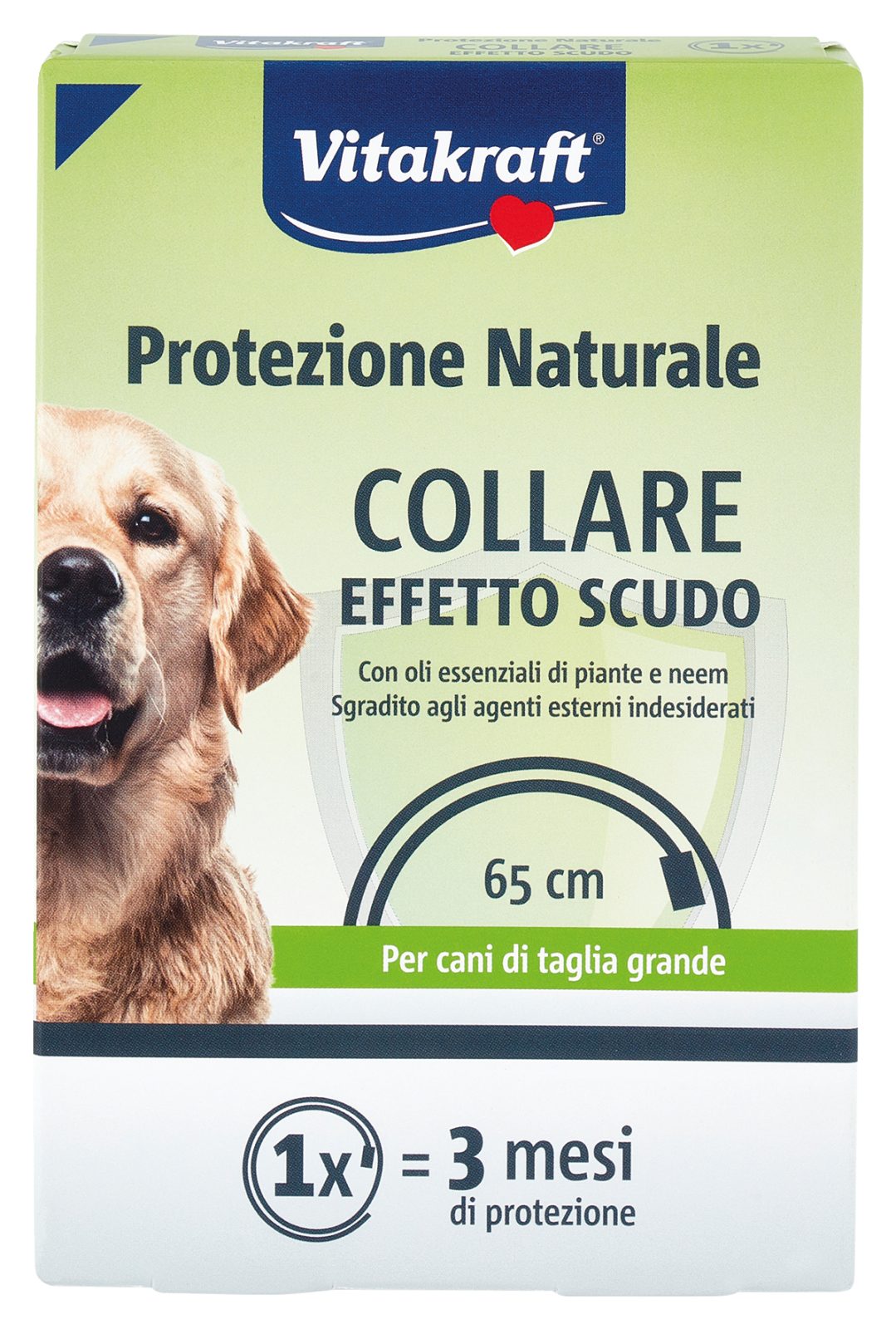 Natürliches Schutzhalsband mit Schildeffekt, 65 cm, für Hunde großer Rassen
