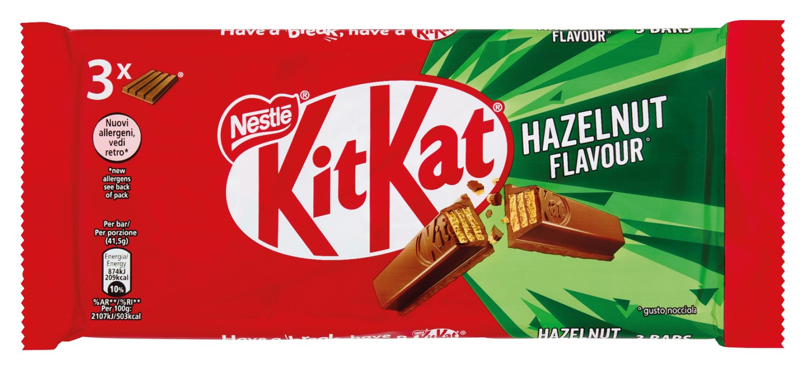 Kitkat Hazelnut Wafer ricoperto di Cioccolato al Latte al gusto Nocciola 