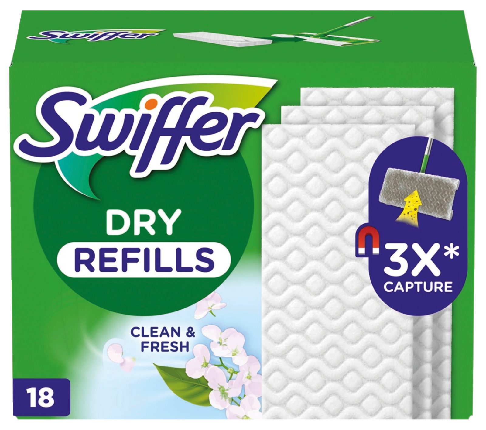 Panni Catturapolvere per Scopa Swiffer Profumo Fresco e Pulito - Ricarica 18 Panni