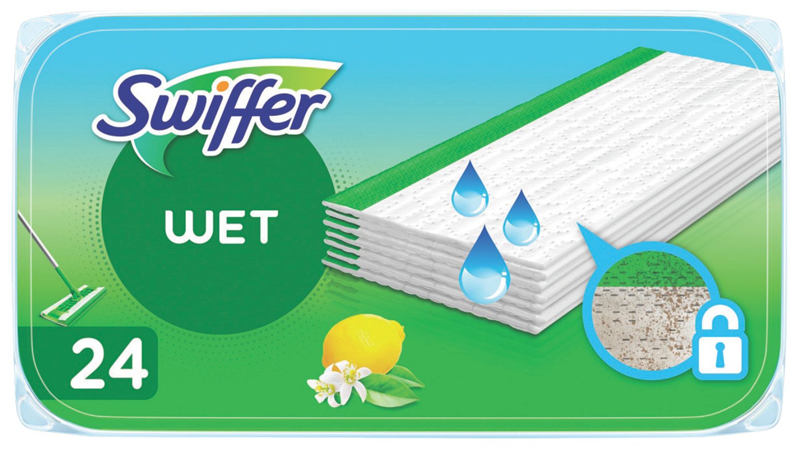 Wet Panni Umidi Lavapavimenti Citrus Fresh - Ricarica 24 Salviette