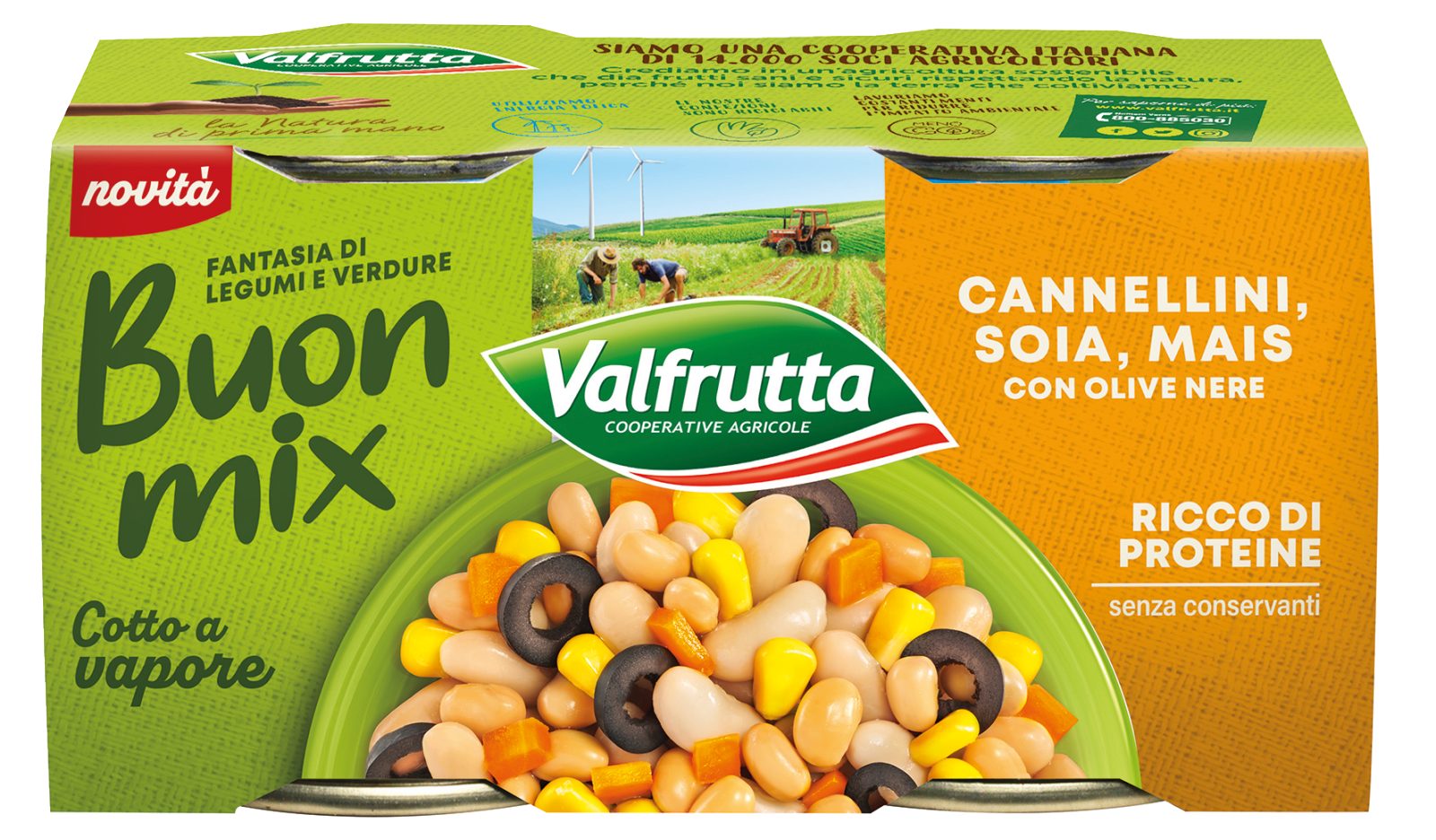 Gute Mischung aus Cannellini, Soja, Mais und schwarzen Oliven