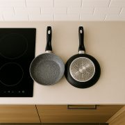 Padelle Black in stone 
- 28, 32 cm
- Rivestimento antiaderente
- Adatte a tutti i piani cottura, compresa l'induzione
- PFOA e Nickel free