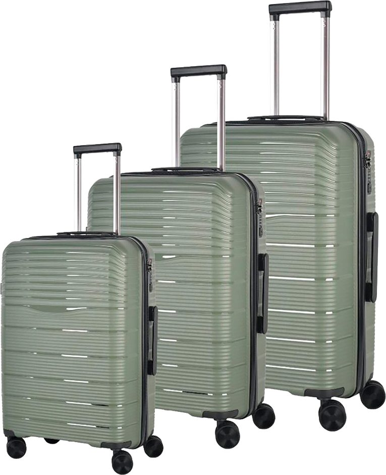 Set 3 trolley in abs (LOGO NEW YORK)
- con 4 doppie ruote girevoli a 360 °
- manico telescopico con pulsante
- colori disponibili: grigio e salvia