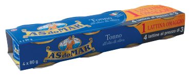 Tonno all'olio di oliva - AS do MAR - 3 x 80 g + 1 omaggio
