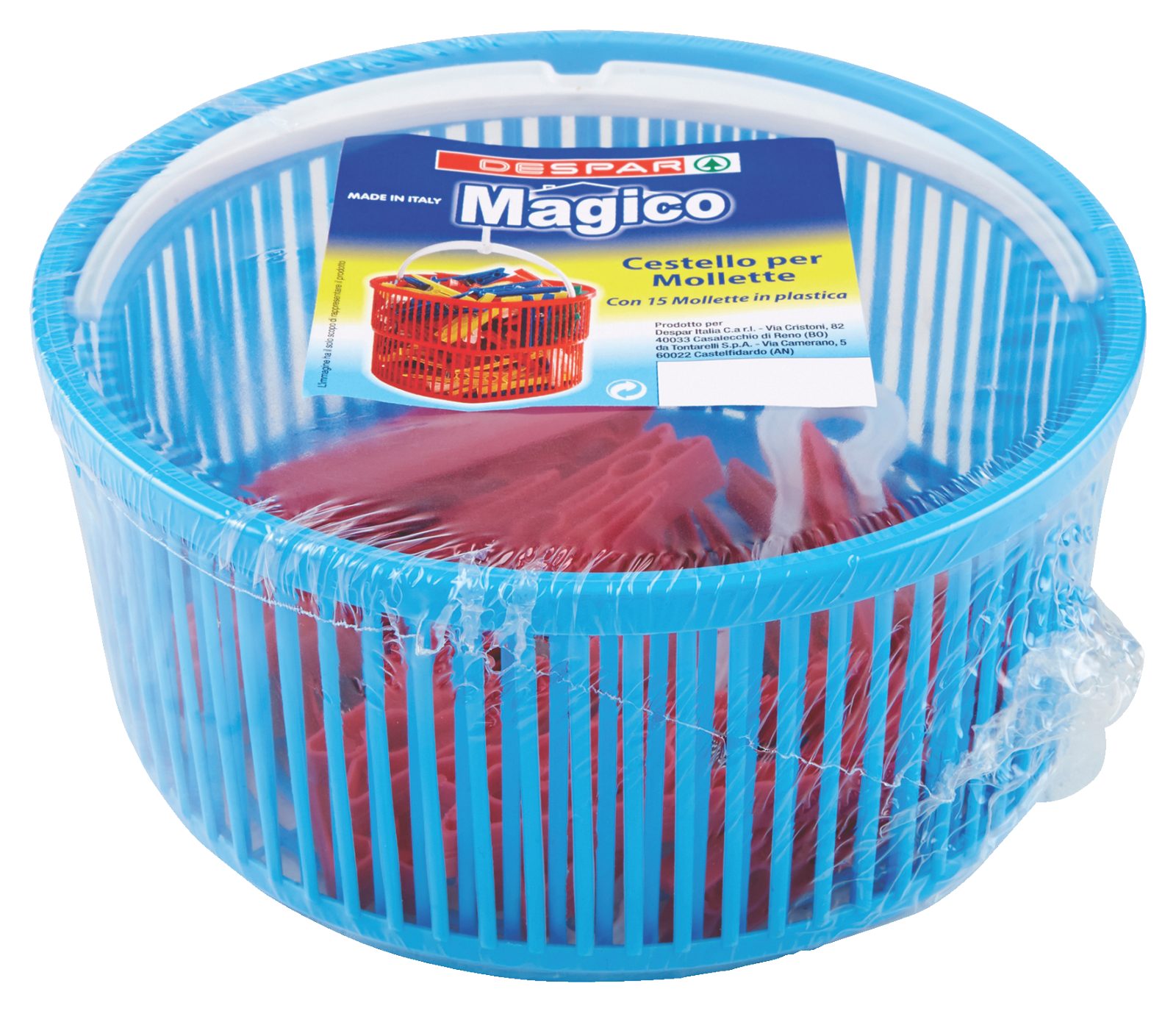 Magico Cestello per Mollette con 15 Mollette in plastica