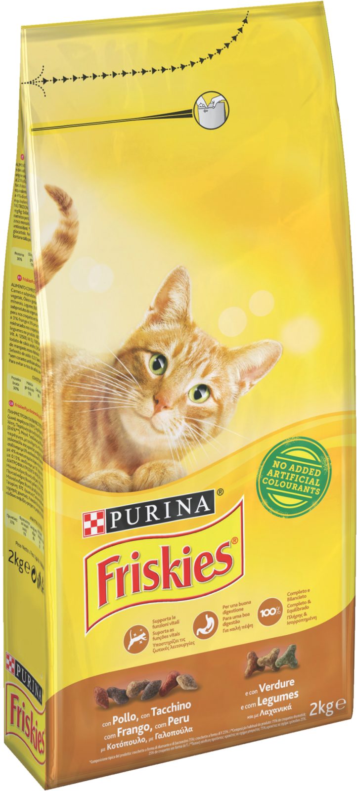 PURINA FRISKIES Gatto Adult Con un gustoso mix di Pollo e Tacchino e con verdure 2Kg