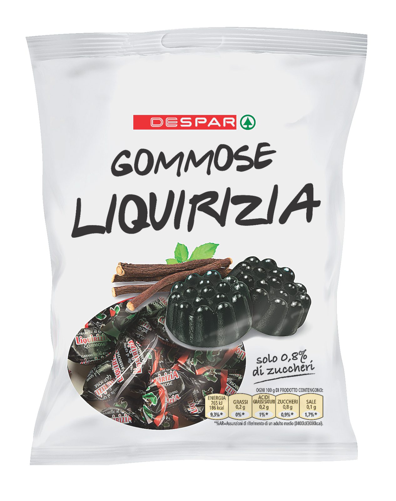 Gommose Liquirizia a basso contenuto di zuccheri