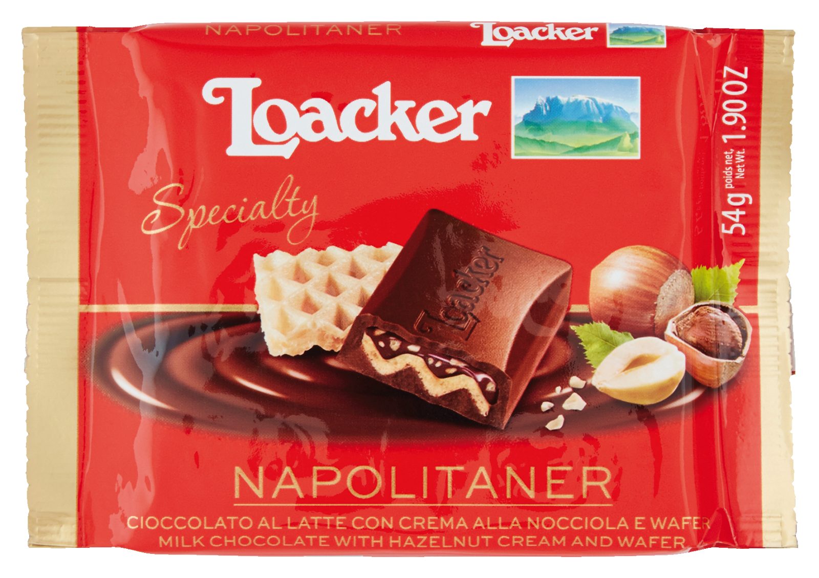 Cioccolato Napolitaner Cioccolato al latte con crema alle nocciole e cialda wafer